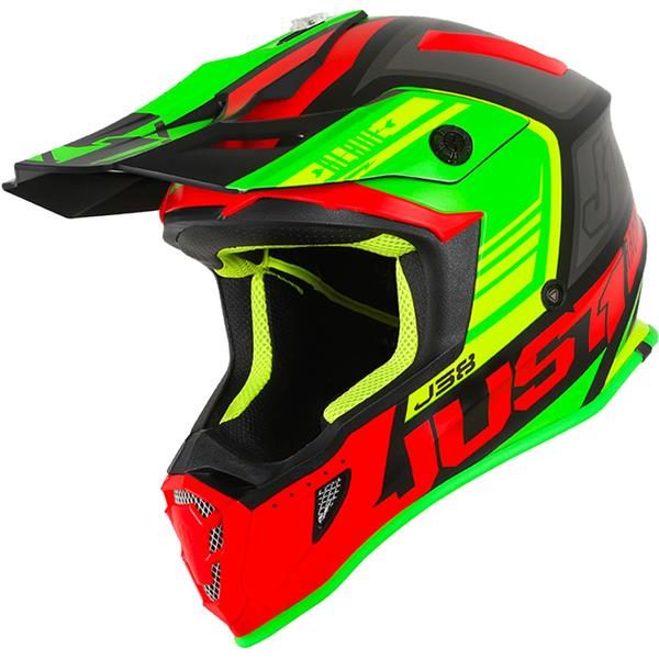 Just1 J38 Blade Motocross Helmet red/lime/blk matt L