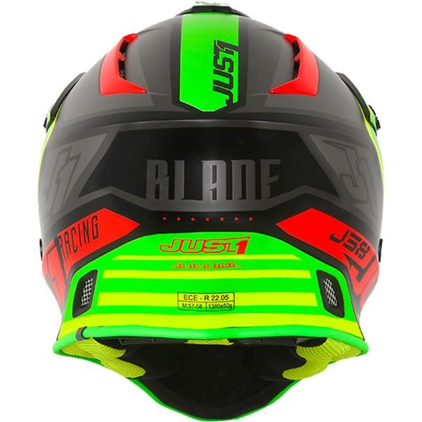 Just1 J38 Blade Motocross Helmet red/lime/blk matt L