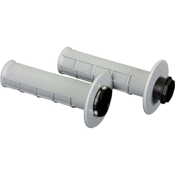 Renthal Dual Layer Soft Half Waffle Grips - Grey/Blue For Motocross & Enduro